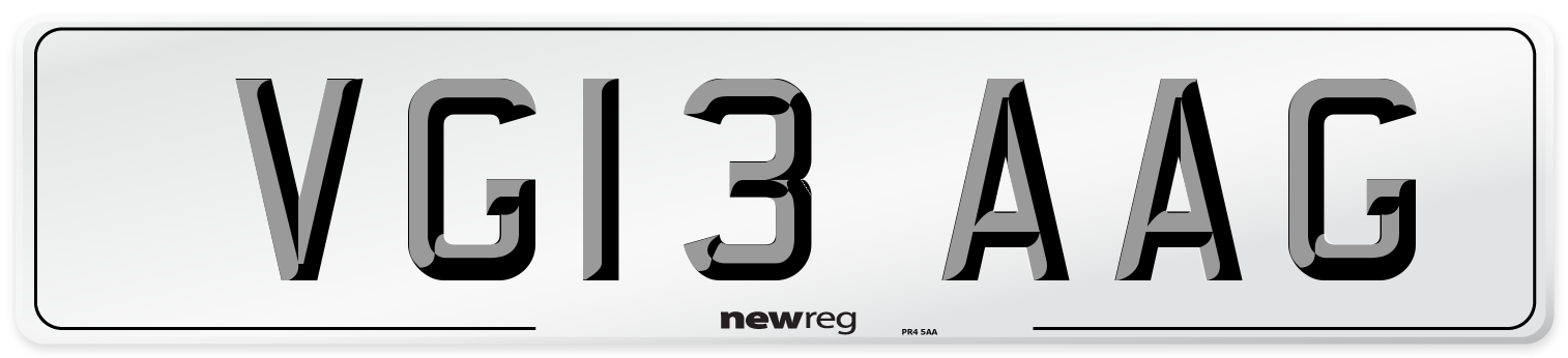 VG13 AAG Number Plate from New Reg